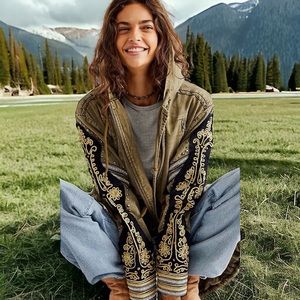 We The Free Olive and Black Utility Jacket